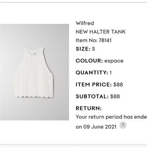 Wilfred new halter tank size small